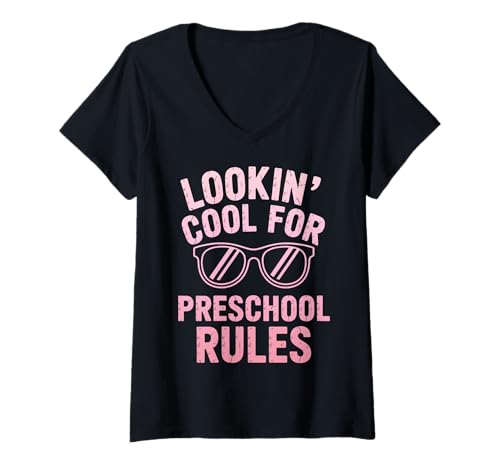 Damen Sieht cool aus für den Vorschulanfang T-Shirt mit V-Ausschnitt Damen Sieht cool aus für den Vorschulanfang T-Shirt mit V-Ausschnitt von Funny Back to School Apparel Preschool