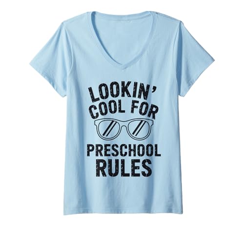 Damen Sieht cool aus für den Vorschulanfang T-Shirt mit V-Ausschnitt Damen Sieht cool aus für den Vorschulanfang T-Shirt mit V-Ausschnitt von Funny Back to School Apparel Preschool