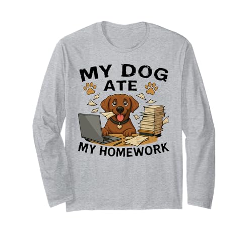 Dog Ate My Homework Funny Golden Retriever Lover Boys Girls Langarmshirt Dog Ate My Homework Funny Golden Retriever Lover Boys Girls Langarmshirt von Funny Back to School Dog Lover Students Kids Gifts