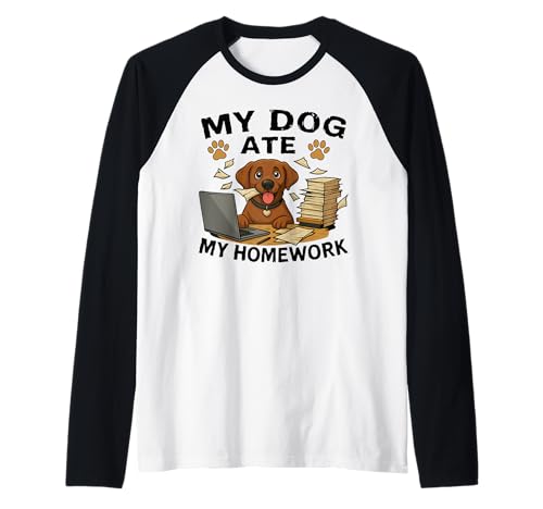 Dog Ate My Homework Funny Golden Retriever Lover Boys Girls Raglan Dog Ate My Homework Funny Golden Retriever Lover Boys Girls Raglan von Funny Back to School Dog Lover Students Kids Gifts