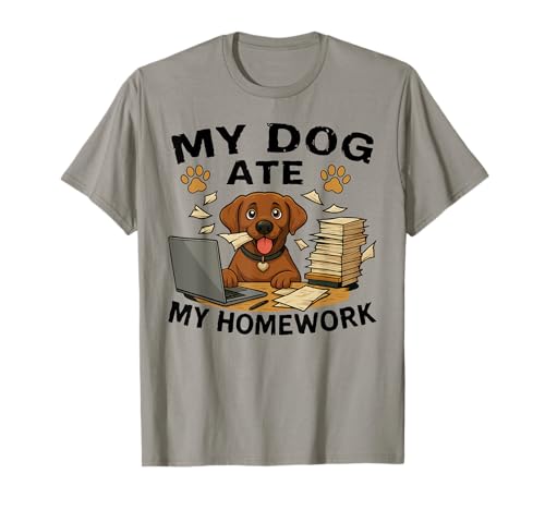 Dog Ate My Homework Funny Golden Retriever Lover Boys Girls T-Shirt Dog Ate My Homework Funny Golden Retriever Lover Boys Girls T-Shirt von Funny Back to School Dog Lover Students Kids Gifts