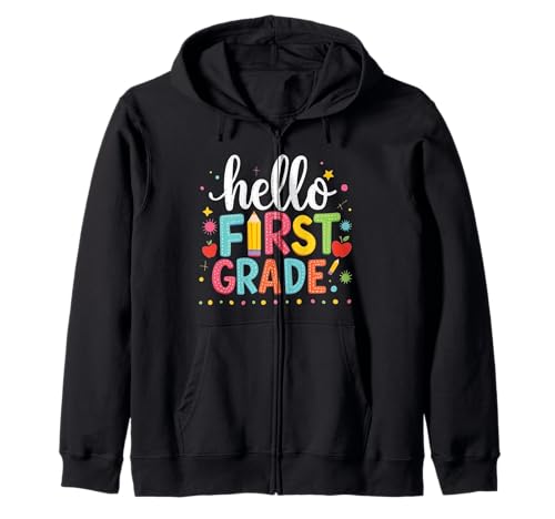 Lustiger Schulanfang Hello First Grade für Lehrer und Kinder Kapuzenjacke Lustiger Schulanfang Hello First Grade für Lehrer und Kinder Kapuzenjacke von Funny Back to School Hello First Grade Gifts
