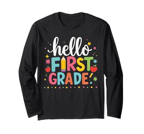 Lustiger Schulanfang Hello First Grade für Lehrer und Kinder Langarmshirt Lustiger Schulanfang Hello First Grade für Lehrer und Kinder Langarmshirt von Funny Back to School Hello First Grade Gifts