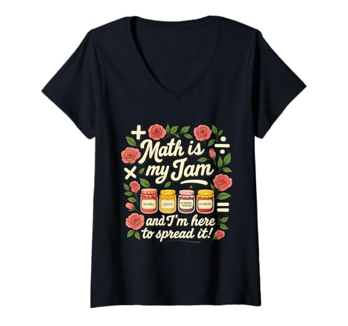 Damen Mathe ist Mein Ding und ich Bin Hier, um es zu verbreiten. Floral Mathelehrer T-Shirt mit V-Ausschnitt Damen Mathe ist Mein Ding und ich Bin Hier, um es zu verbreiten. Floral Mathelehrer T-Shirt mit V-Ausschnitt von Funny Back to School Math Teacher Apparel Co