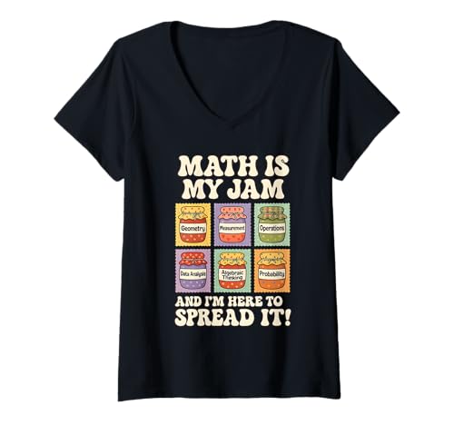 Damen Mathe ist Mein Ding und ich Bin Hier, um es zu verbreiten. Groovy Mathelehrer T-Shirt mit V-Ausschnitt Damen Mathe ist Mein Ding und ich Bin Hier, um es zu verbreiten. Groovy Mathelehrer T-Shirt mit V-Ausschnitt von Funny Back to School Math Teacher Apparel Co