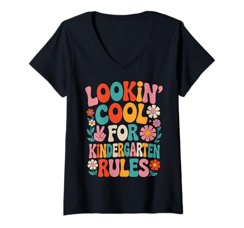 Damen Sieht cool aus für den Kindergarten zurück in die Schule T-Shirt mit V-Ausschnitt Damen Sieht cool aus für den Kindergarten zurück in die Schule T-Shirt mit V-Ausschnitt von Funny Back to School Tees Kindergarten