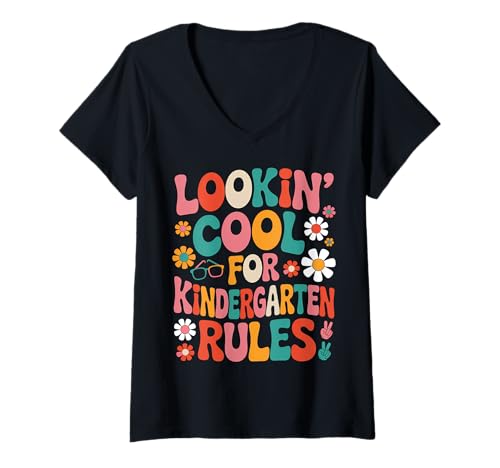 Damen Sieht cool aus für den Kindergarten zurück in die Schule T-Shirt mit V-Ausschnitt Damen Sieht cool aus für den Kindergarten zurück in die Schule T-Shirt mit V-Ausschnitt von Funny Back to School Tees Kindergarten