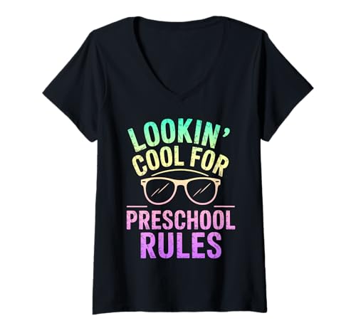 Damen Sieht cool aus für den Vorschulanfang T-Shirt mit V-Ausschnitt Damen Sieht cool aus für den Vorschulanfang T-Shirt mit V-Ausschnitt von Funny Back to School Tees Preschool