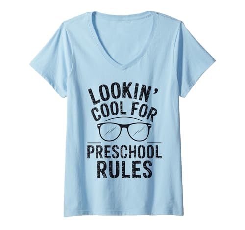 Damen Sieht cool aus für den Vorschulanfang T-Shirt mit V-Ausschnitt Damen Sieht cool aus für den Vorschulanfang T-Shirt mit V-Ausschnitt von Funny Back to School Tees Preschool