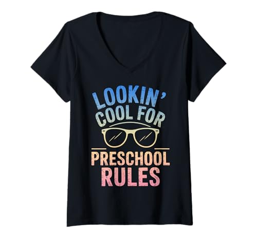 Damen Sieht cool aus für den Vorschulanfang T-Shirt mit V-Ausschnitt Damen Sieht cool aus für den Vorschulanfang T-Shirt mit V-Ausschnitt von Funny Back to School Tees Preschool