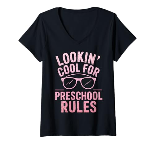Damen Sieht cool aus für den Vorschulanfang T-Shirt mit V-Ausschnitt Damen Sieht cool aus für den Vorschulanfang T-Shirt mit V-Ausschnitt von Funny Back to School Tees Preschool