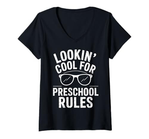 Damen Sieht cool aus für den Vorschulanfang T-Shirt mit V-Ausschnitt Damen Sieht cool aus für den Vorschulanfang T-Shirt mit V-Ausschnitt von Funny Back to School Tees Preschool
