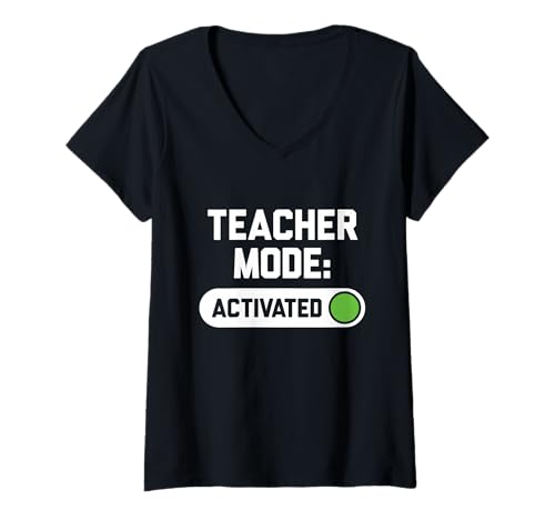 Damen Lustiges T-Shirt für den Schulanfang aktiviert, im Lehrermodus T-Shirt mit V-Ausschnitt Damen Lustiges T-Shirt für den Schulanfang aktiviert, im Lehrermodus T-Shirt mit V-Ausschnitt von Funny Back to School Vibes