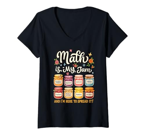 Damen Mathe ist Mein Ding und ich Bin Hier, um es zu verbreiten Lustiger Lehrer T-Shirt mit V-Ausschnitt von Funny Back to School Women's Math teacher Apparel