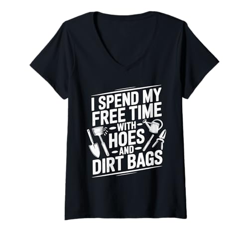 Damen Ich verbringe Meine Freizeit mit Hacken und Drecksäcken, Gartenhumor T-Shirt mit V-Ausschnitt Damen Ich verbringe Meine Freizeit mit Hacken und Drecksäcken, Gartenhumor T-Shirt mit V-Ausschnitt von Funny Backyard Gardener Saying Gifts & Apparel