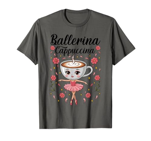 Lustige Kaffee Balletttänzerin Meme Ballerina Cappucina Kinder T-Shirt von Funny Ballerina Cappuccina Italian Brainrot Tees
