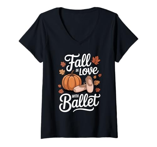 Damen Verlieben Sie Sich in Ballett, Erntedankfest, Herbsttanz T-Shirt mit V-Ausschnitt Damen Verlieben Sie Sich in Ballett, Erntedankfest, Herbsttanz T-Shirt mit V-Ausschnitt von Funny Ballet Lover Thanksgiving & Fall Apparel