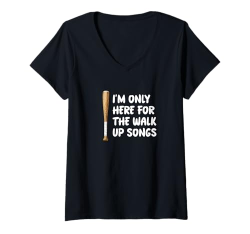 Damen Ich bin nur hier für Walk-Up-Songs, Baseballspieler-Fan, Papa, Mama T-Shirt mit V-Ausschnitt Damen Ich bin nur hier für Walk-Up-Songs, Baseballspieler-Fan, Papa, Mama T-Shirt mit V-Ausschnitt von Funny Ballpark Baseball Sarcastic Sayings by RJ