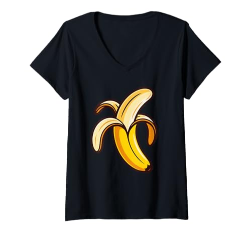 Damen Bananen-Kostüm Halloween Bananenliebhaber Obst Lebensmittelliebhaber T-Shirt mit V-Ausschnitt Damen Bananen-Kostüm Halloween Bananenliebhaber Obst Lebensmittelliebhaber T-Shirt mit V-Ausschnitt von Funny Banan Lover Fruit Gifts Men Women Kids