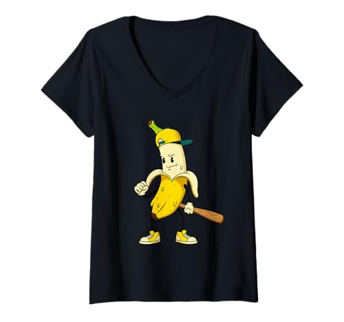 Damen Bananenfrucht, lustig, Cartoon, Bananenliebhaber, Obst- und Lebensmittelfresser T-Shirt mit V-Ausschnitt Damen Bananenfrucht, lustig, Cartoon, Bananenliebhaber, Obst- und Lebensmittelfresser T-Shirt mit V-Ausschnitt von Funny Banan Lover Fruit Gifts Men Women Kids