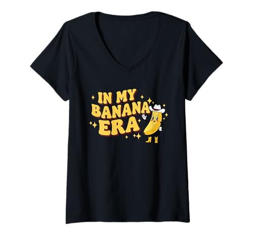 Damen In My Banana Era Banana Lover Retro Fruit Food Lover Banane T-Shirt mit V-Ausschnitt Damen In My Banana Era Banana Lover Retro Fruit Food Lover Banane T-Shirt mit V-Ausschnitt von Funny Banan Lover Fruit Gifts Men Women Kids