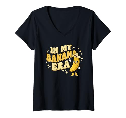 Damen In meiner Bananen-Ära, Bananenliebhaber, Fruchtnahrungsliebhaber, Banane T-Shirt mit V-Ausschnitt Damen In meiner Bananen-Ära, Bananenliebhaber, Fruchtnahrungsliebhaber, Banane T-Shirt mit V-Ausschnitt von Funny Banan Lover Fruit Gifts Men Women Kids