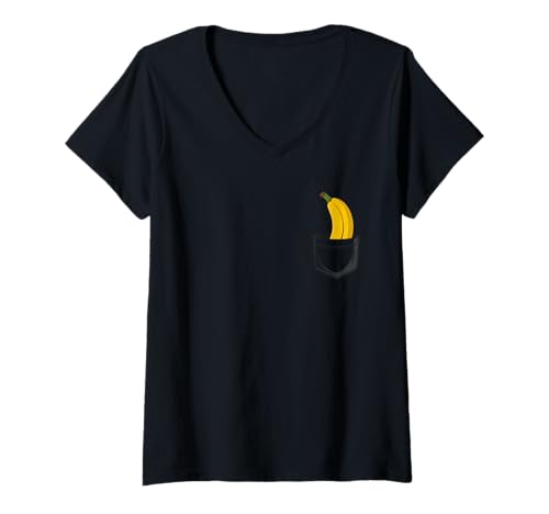 Damen Lustiges Obst für Bananenliebhaber im Taschenformat, grafisches Essen T-Shirt mit V-Ausschnitt Damen Lustiges Obst für Bananenliebhaber im Taschenformat, grafisches Essen T-Shirt mit V-Ausschnitt von Funny Banan Lover Fruit Gifts Men Women Kids