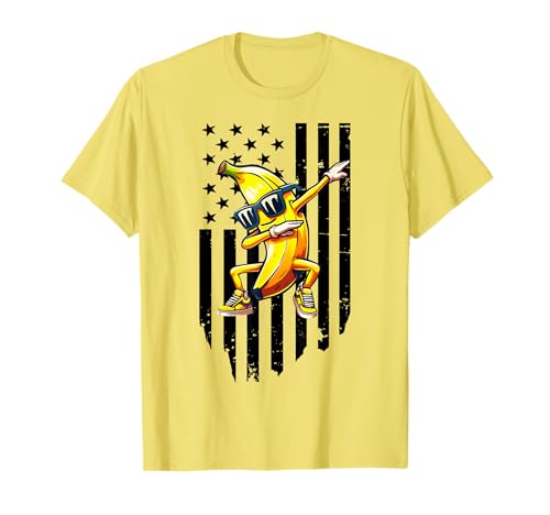 Dabbing Banana Retro Amerikanische Flagge Bananenliebhaber Jungen Kinder T-Shirt von Funny Banana Fruit Lover Tee