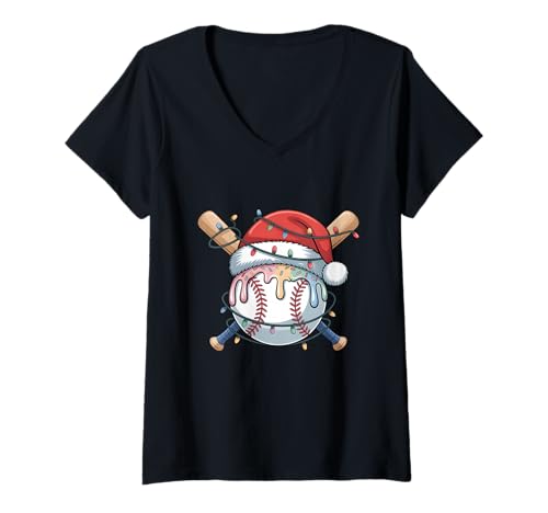 Damen Ice Cream Drip Baseballspieler, Weihnachten, Herren, Jungen, Kinder T-Shirt mit V-Ausschnitt Damen Ice Cream Drip Baseballspieler, Weihnachten, Herren, Jungen, Kinder T-Shirt mit V-Ausschnitt von Funny Baseball Ice Cream Winter Holiday