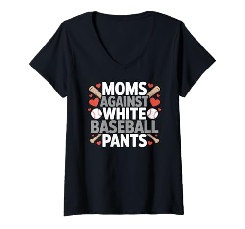 Damen Mütter gegen weiße Baseballhosen Lustiger Sport, Mutter, Humor T-Shirt mit V-Ausschnitt Damen Mütter gegen weiße Baseballhosen Lustiger Sport, Mutter, Humor T-Shirt mit V-Ausschnitt von Funny Baseball Mom