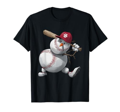 Schneemann Baseball Spieler Weihnachten Kinder Männer Jungen Teens Winter T-Shirt Schneemann Baseball Spieler Weihnachten Kinder Männer Jungen Teens Winter T-Shirt von Funny Baseball Snowman Graphics
