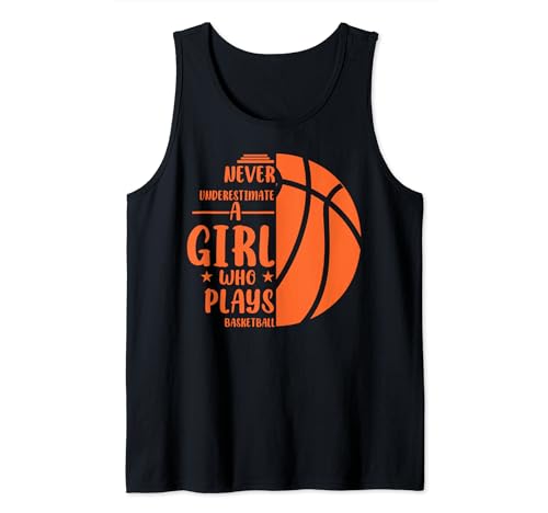 Hoops Girls unterschätzen niemals ein Mädchen, das Basketball spielt Tank Top von Funny Basketball Shirts For Women Men Bball Gifts