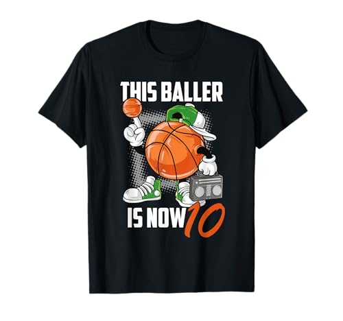 Basketballspieler zum 10. Geburtstag, lustige 10-jährige Kinder Jungen T-Shirt von Funny Basketballer Birthday Gifts