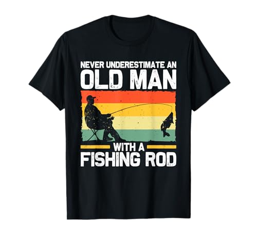 Herren Unterschätzen Sie Niemals einen Alten Mann mit Einer Angelrute T-Shirt Herren Unterschätzen Sie Niemals einen Alten Mann mit Einer Angelrute T-Shirt von Funny Bass Dad Fishing Fisherman