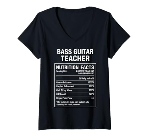 Damen Bassgitarrenlehrer T-Shirt mit V-Ausschnitt Damen Bassgitarrenlehrer T-Shirt mit V-Ausschnitt von Funny Bass Guitar Teacher Gifts & Tees