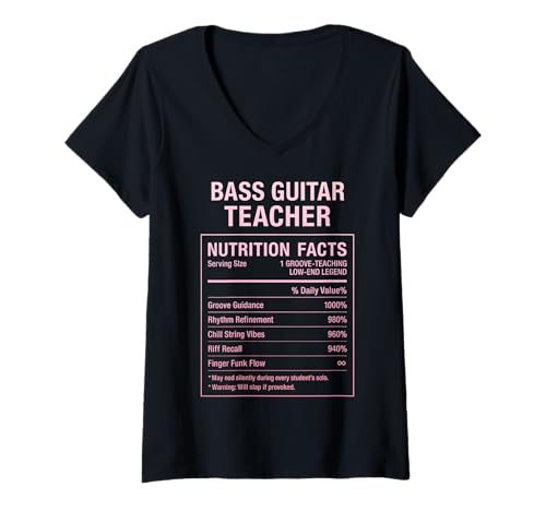 Damen Bassgitarrenlehrer T-Shirt mit V-Ausschnitt Damen Bassgitarrenlehrer T-Shirt mit V-Ausschnitt von Funny Bass Guitar Teacher Gifts & Tees