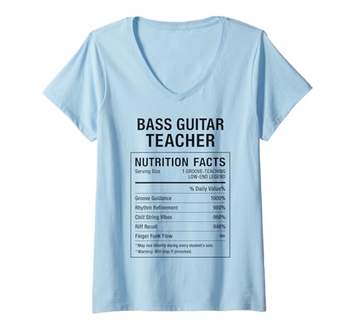 Damen Bassgitarrenlehrer T-Shirt mit V-Ausschnitt Damen Bassgitarrenlehrer T-Shirt mit V-Ausschnitt von Funny Bass Guitar Teacher Gifts & Tees