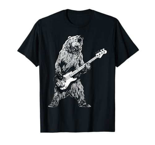 Bär spielt Bass Gitarre Shirt für Männer Tier spielt Gitarre T-Shirt Bär spielt Bass Gitarre Shirt für Männer Tier spielt Gitarre T-Shirt von Funny Bassist Bear Shirt Bear & Guitar Lover Shirt