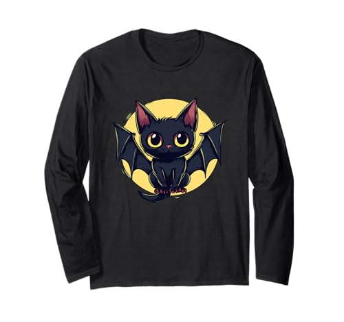 Lustiges Katzen-Fledermaus-Kostüm für Erwachsene und Kinder Langarmshirt von Funny Bat Cat