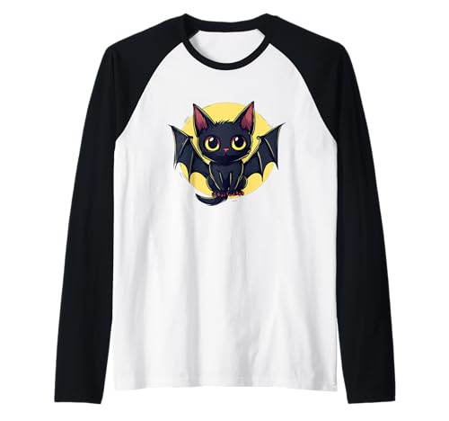 Lustiges Katzen-Fledermaus-Kostüm für Erwachsene und Kinder Raglan von Funny Bat Cat