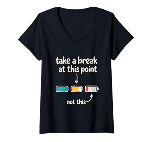 Damen Lustiger Akku zum Aufladen der Gesundheit, Erinnerung, achtsam und inspirierend T-Shirt mit V-Ausschnitt Damen Lustiger Akku zum Aufladen der Gesundheit, Erinnerung, achtsam und inspirierend T-Shirt mit V-Ausschnitt von Funny Battery Recharge Health