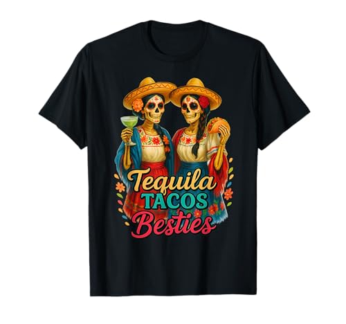 Tequila Tacos and Besties Margarita Squad Summer Girls Trip T-Shirt von Funny Beach Travel Matching Bachelorette Party