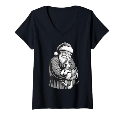 Damen Beagle Weihnachtsmann, Hundeliebhaber T-Shirt mit V-Ausschnitt Damen Beagle Weihnachtsmann, Hundeliebhaber T-Shirt mit V-Ausschnitt von Funny Beagle Holiday Dog Designs