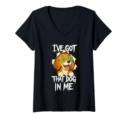 Damen I've Got That Dog In Me Lustiger Meme Beagle T-Shirt mit V-Ausschnitt Damen I've Got That Dog In Me Lustiger Meme Beagle T-Shirt mit V-Ausschnitt von Funny Beagle Tees