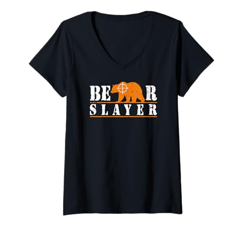 Damen Bear Slayer Outdoor-Abenteuer Bärenjagd T-Shirt mit V-Ausschnitt Damen Bear Slayer Outdoor-Abenteuer Bärenjagd T-Shirt mit V-Ausschnitt von Funny Bear Hunting Apparel