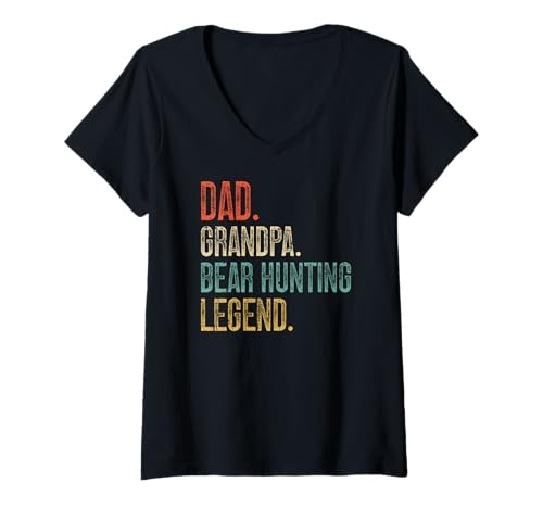 Damen Papa Opa Bär Jagd Legende Abenteuer Bär Jagd T-Shirt mit V-Ausschnitt Damen Papa Opa Bär Jagd Legende Abenteuer Bär Jagd T-Shirt mit V-Ausschnitt von Funny Bear Hunting Apparel