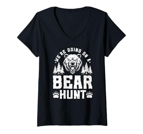 Damen Wir gehen auf Bärenjagd im Freien Abenteuer Bärenjagd T-Shirt mit V-Ausschnitt Damen Wir gehen auf Bärenjagd im Freien Abenteuer Bärenjagd T-Shirt mit V-Ausschnitt von Funny Bear Hunting Apparel