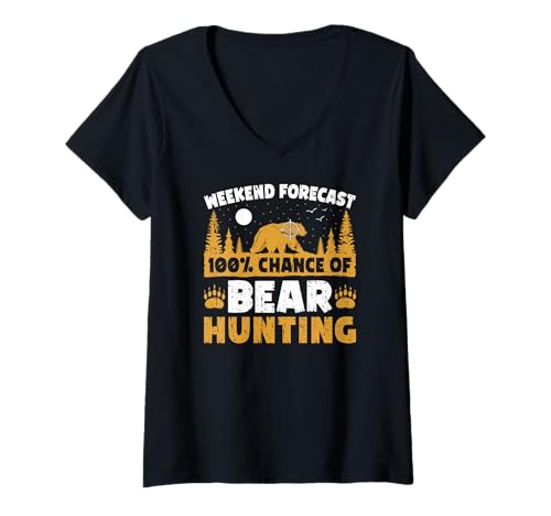 Damen Wochenendvorhersage 100% der Outdoor-Abenteuer Bärenjagd T-Shirt mit V-Ausschnitt Damen Wochenendvorhersage 100% der Outdoor-Abenteuer Bärenjagd T-Shirt mit V-Ausschnitt von Funny Bear Hunting Apparel