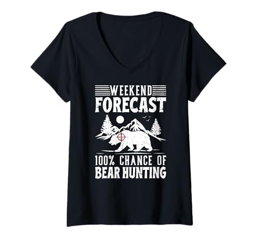 Damen Wochenendvorhersage 100% der Outdoor-Abenteuer Bärenjagd T-Shirt mit V-Ausschnitt Damen Wochenendvorhersage 100% der Outdoor-Abenteuer Bärenjagd T-Shirt mit V-Ausschnitt von Funny Bear Hunting Apparel