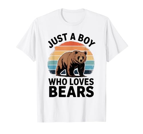 Just a Boy Who Loves Bears, Retro-Design für Jungen, Bärenliebhaber T-Shirt Just a Boy Who Loves Bears, Retro-Design für Jungen, Bärenliebhaber T-Shirt von Funny Bear Lover Apparel for Men Women